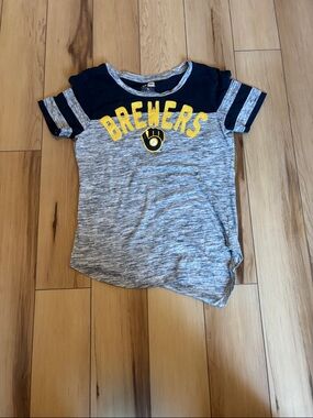 New Era Kids Brewers Navy, Gray & Yellow Short Sleeve Tee